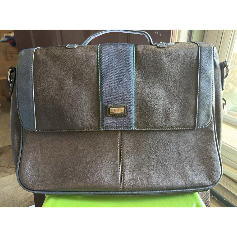 Ted Baker London Faux Leather Messenger Bag Brown W/Strap (Flaws)